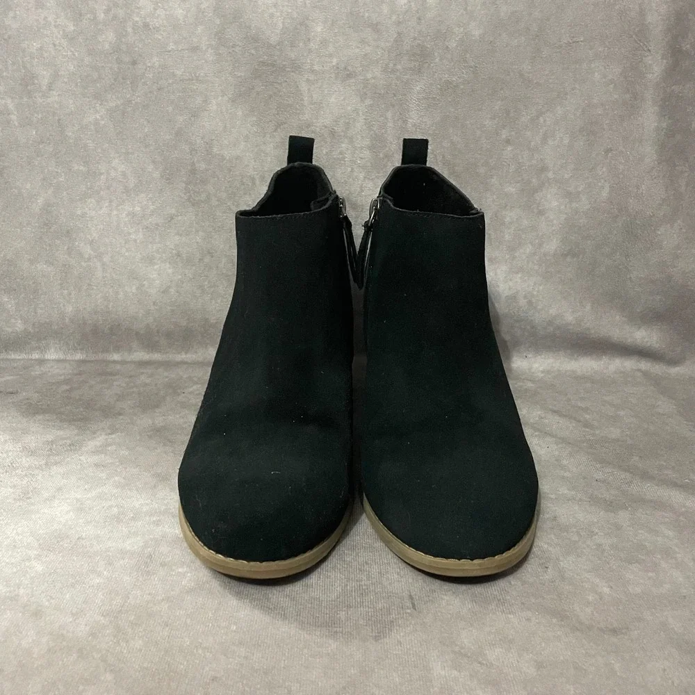 TOMS Majorca‎ Cutout Booties Womens Size 12 Black Suede Block Heel Boots